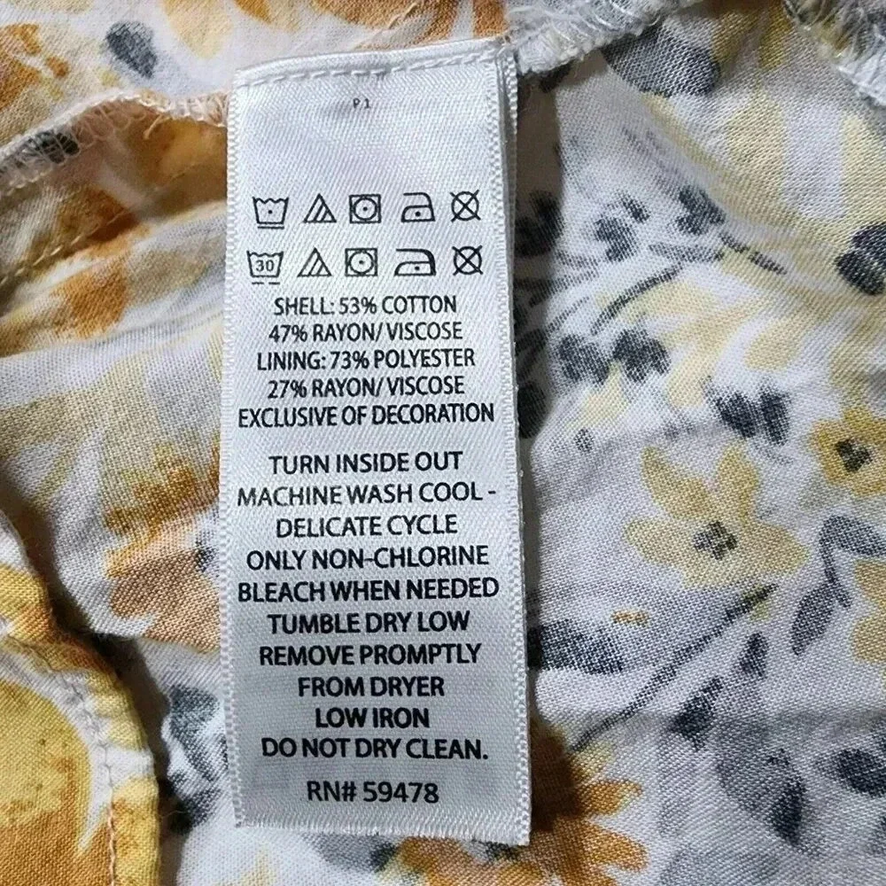 Joie V-neck Maxi Dress Yellow Floral Boho Tiered Impire Cotton Size 10 Women's - Picture 11 of 13